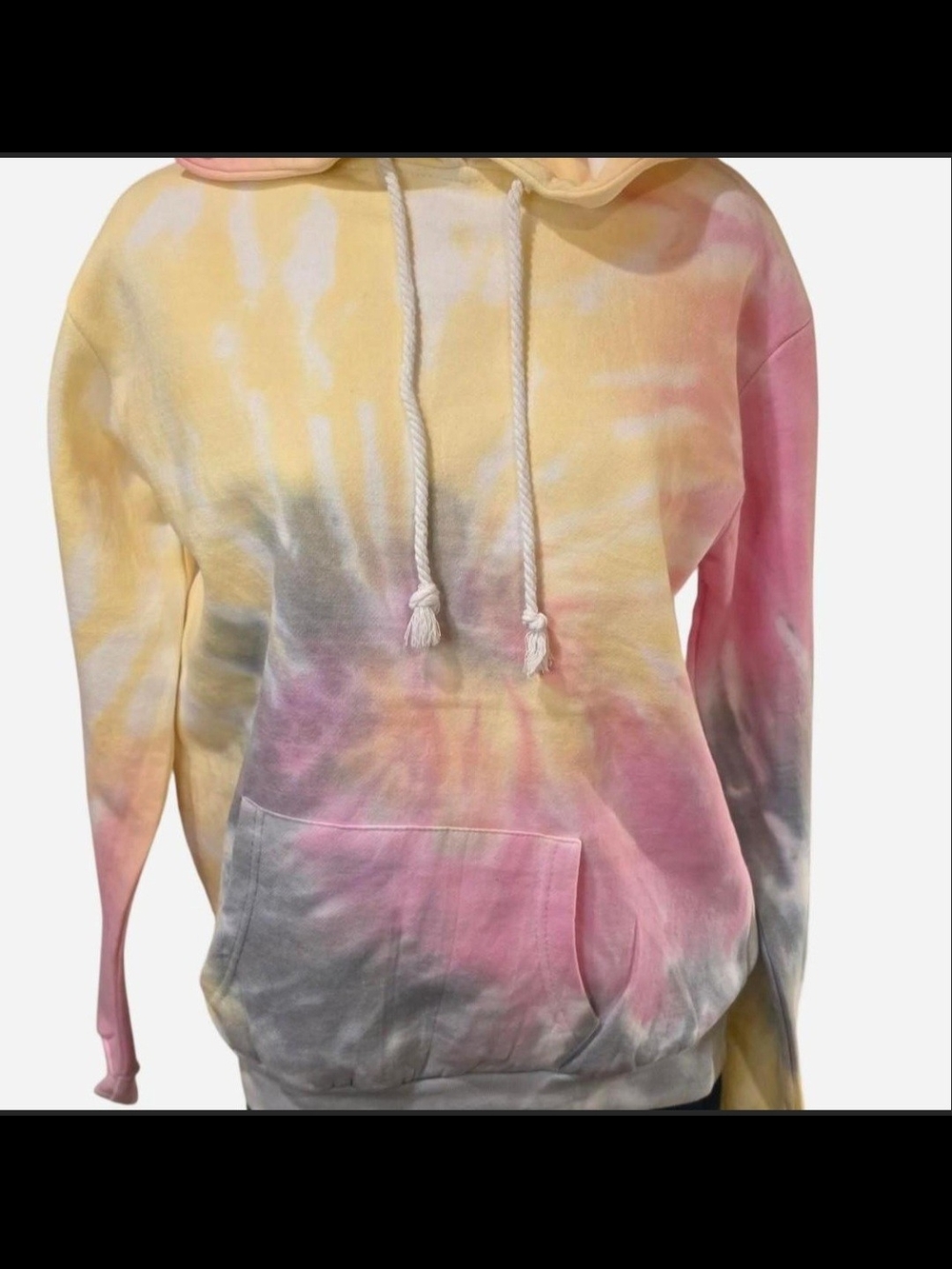 Dreamsicle Super Soft Pastel Tie-Dye Hoodie Sweatshirt Pink, Yellow& Gray Large